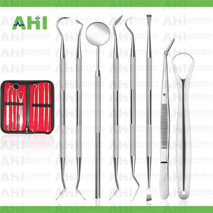 Kit d'outils dentaires manuels en acier inoxydable 8 pièces Africana Healthcare Industry – Ensemble d'hygiène avec pince, gratteur, détartreur, miroir, lime – Certifié CE - Product Image 2