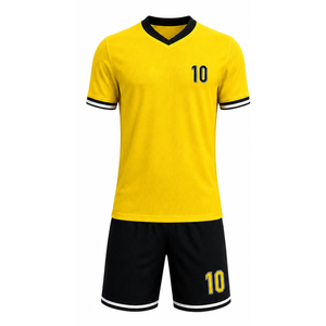 Premium Vibrant Yellow and Black <b>Soccer</b> Uniform Set | Premium V-Neck Football Uniform | Breathable Quick-Dry Team Training Wear - Product Image 1