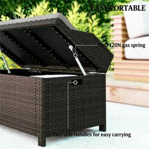 Sgabello da esterno grigio con piattaforma e panche da patio - Product Image 4