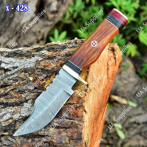 Couteau de chasse tactique EDC en acier Damas ultra-affûté de haute qualité, manche en bois de rose et laiton, fabrication OEM/ODM, vente directe usine, faible MOQ - Product Image 4
