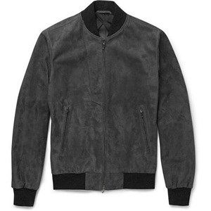 <b>Men's</b> High Quality Premium Leather <b>Trucker</b> <b>Jacket</b> Suede Canvas Stand Collar Front Logo Winter Green/Olive Suede Fully Lined - Product Image 2