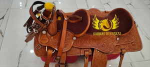 Silla de montar western de cuero genuino de doble asiento personalizada con asiento acolchado suave, portátil para dos personas. - Product Image 4