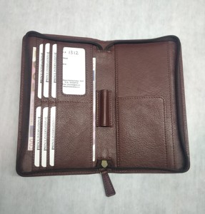 Pochette en cuir pour femme avec fermeture éclair RFID, étui à passeport, portefeuille de voyage, porte-cartes de bus et de métro, accessoire vintage, sac de voyage - Product Image 2
