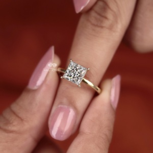 14K Gold Princess Cut Lab Grown Diamond Solitaire Engagement <b>Ring</b> Minimal Bridal Jewelry IGI Certified Wholesale Gift Her - Product Image 6