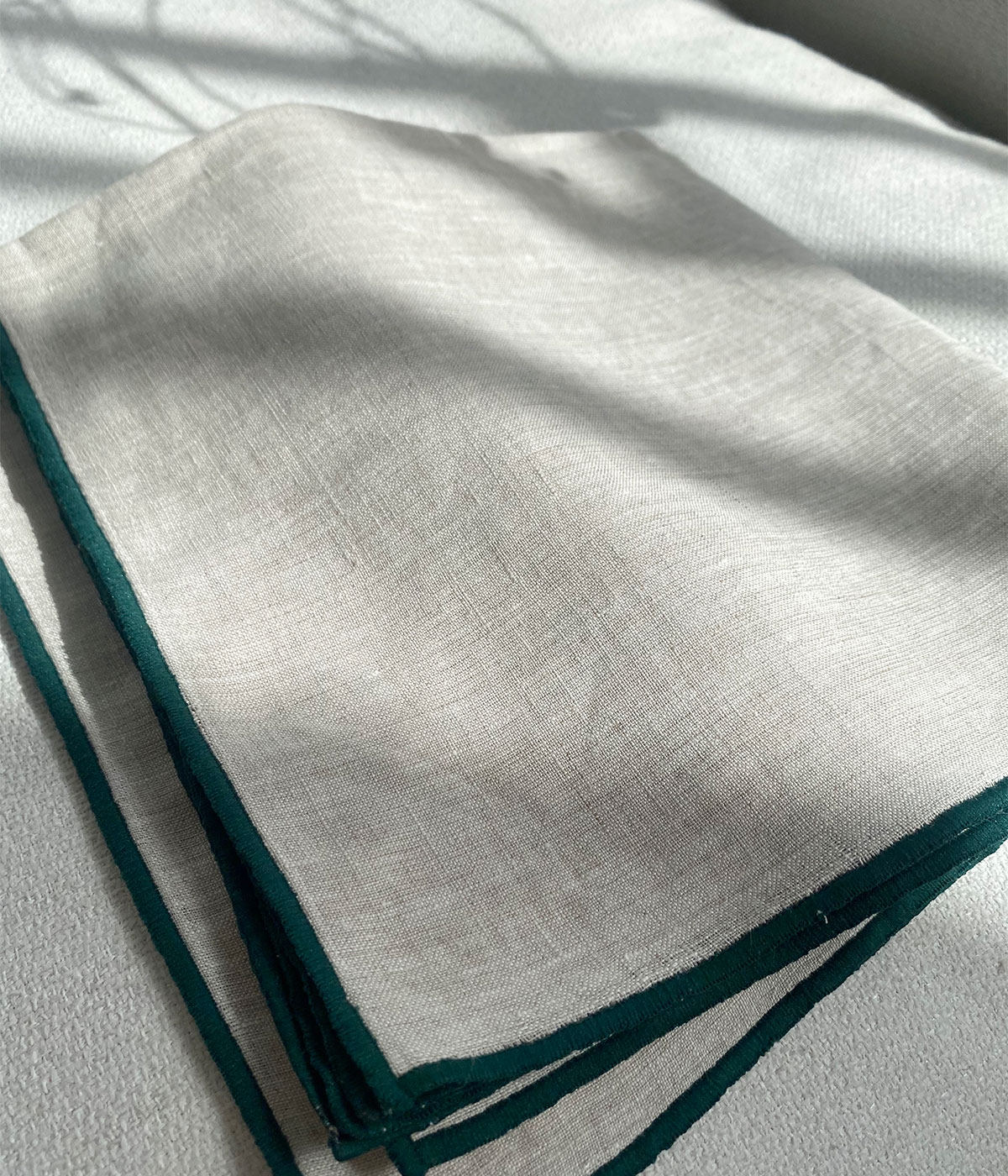 Couleur lin + passepoil vert moyen