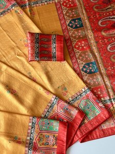 Sari de Seda Dola Festivo Especial con Tejido Zari Completo y Diseño de Impresión Digital Premium - Product Image 3