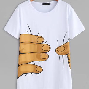 T-shirt unisexe personnalisable en tissu Dobby polyester/coton durable 240 g/m², col rond, coupe classique, motif devant, lavé, tendance - Product Image 1