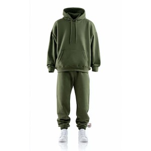 Mens Pink Hooded Tracksuits Set Full Sleeves Loose Fit Solid Color Casual Autumn Wear 100% Cotton Breathable Drawstring Closure - Product Image 3