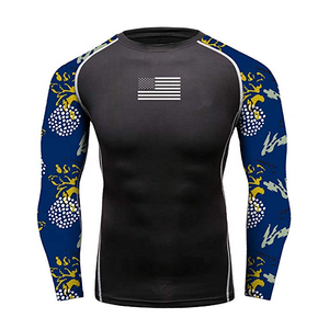 Rashguards Jiu Jitsu avec logo personnalisé, MMA pour hommes, BJJ, maillots de bain, manches longues, haute qualité, vente en gros, imprimés, Fitness, couleur unie - Product Image 1