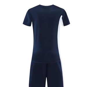 Ensemble de maillots de football unisexe bleu marine, col en V, manches courtes, évacuation de l'humidité, respirant, séchage rapide pour l'équipe LAMA INDUSTRIES 100% - Product Image 1