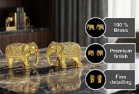 Paire d'idoles en laiton pur en forme de trompe d'éléphant, 100% laiton, 5,5 x 5 x 4 cm, 100 g, ensemble de murtis d'éléphant traditionnels pour la Puja, décoration d'intérieur moderne