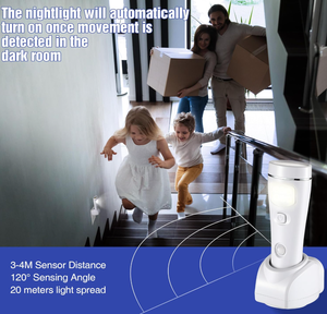 Lampe de nuit à détecteur de mouvement multifonction, lampes d'urgence LED pour les pannes de courant à domicile, lampes de poche rechargeables à brancher - Product Image 4
