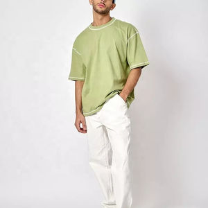 T-shirt homme surdimensionné en coton premium, col rond, style vintage, personnalisable, pour l'été – Vente en gros - Product Image 2