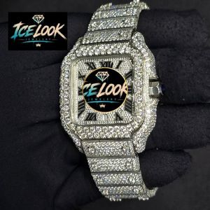 นาฬิกาข้อมือผู้ชาย ICE LOOK หรูหรา สายสแตนเลส สตีล ระบบควอตซ์จักรกล หน้าปัดสี่เหลี่ยม 40 มม. แสดงผลแบบอนาล็อก กระจกแซฟไฟร์ เรืองแสง กันน้ำ 10 บาร์ - Product Image 3
