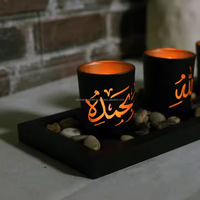 Porte-bougies et lanternes décoratifs en métal avec texte personnalisé pour la décoration de la maison au Ramadan, l'Aïd, Noël et Pâques - Faits à la main