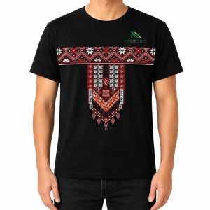Camiseta Personalizada para Hombre con Estampado Étnico y Bordado Cruzado, Estilo Casual de Verano, Ropa Urbana Cultural, Transpirable, de Algodón, con Diseño Gráfico - Product Image 1