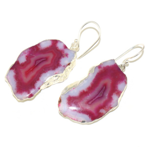Pendientes Colgantes de Moda con Corte Elegante, de Ágata en Rodajas, con Engaste de Plata y Bisel, Joyería para Mujer y Niña, Venta al por Mayor - Product Image 2