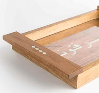 Bandeja Rectangular de Madera Hecha a Mano con Incrustaciones de Nácar Árabe, Bandeja para Servir Chocolate, Regalos para Ramadán y Eid, Venta al por Mayor de Fábrica