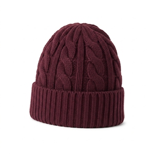 Bonnet en tricot épais bordeaux unisexe en laine et acrylique, chaud et doux, idéal pour le ski et les activités de plein air – Vente en gros - Product Image 3