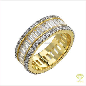 Bague de luxe pour homme en moissanite et diamant, en argent sterling 925, avec bande ronde et style baguette, étincelante, vente en gros - Product Image 4