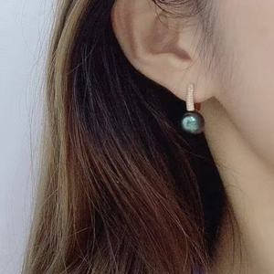 925 Sterling <b>Silver</b> Bow <b>Earrings</b> with Natural <b>Pearl</b> Inlay High-End 11-12mm Round Front Flawless Thick <b>Silver</b> Feel - Product Image 4