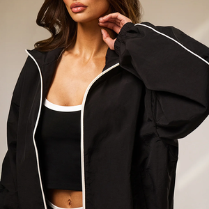 Winter Style OEM Contrast Piping <b>Long</b> Waterproof Breathable Stand Collar Windbreaker <b>Jacket</b> Oversized Lightweight <b>Men</b> <b>Jacket</b> - Product Image 4