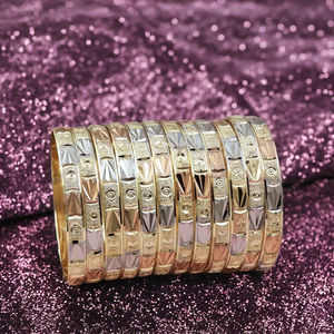 ขายส่งชุดกำไลชุบทอง3โทนชุดกำไลทองเหลืองสามสีกำไลทองหลายสีเครื่องประดับกำไลข้อมือแฟชั่น - Product Image 5