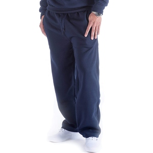 Pantalon de survêtement bleu marine pour homme, taille élastique avec cordon de serrage, décontracté, respirant, poches latérales, tricoté, poids moyen - Product Image 1