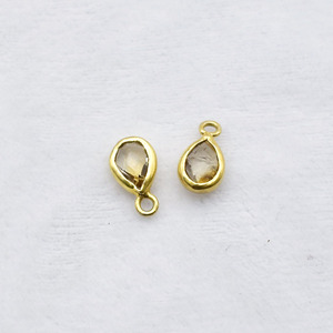 Natural Citrine Pear Pendant Gold Plated Bezel <b>Set</b> Charm Birthstone Earring Wholesale Jewelry Connector Sold Per <b>Pc</b> - Product Image 5