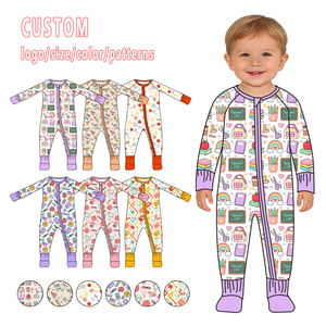 Hanzi OEM Senza Tariffe, Vendita Calda, Tutina per <span class=keywords><strong>Neonati</strong></span> in Bambù con Zip e Stampa Personalizzata, Pigiama per <span class=keywords><strong>Neonati</strong></span> - Product Image 1