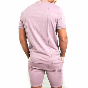 Men's Summer Solid Color Casual Fashion <b>Set</b> Breathable Small <b>Square</b> Collar T-shirt Shorts <b>Set</b> - Product Image 2