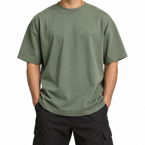 เสื้อยืดทรงหลวมแฟชั่นสำหรับผู้ชาย ผ้าถักน้ำหนักมาก เป็นมิตรกับสิ่งแวดล้อม เสื้อยืดคอกลมผ้าฝ้ายหนาสำหรับผู้ชาย - Product Image 5
