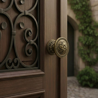 Pomo de Puerta de Latón Macizo de Primera Calidad con Acabado Antiguo |   Manija de Puerta Principal de Alta Resistencia, Diseño Moderno, Herraje de Entrada HI SAFE DDI5003