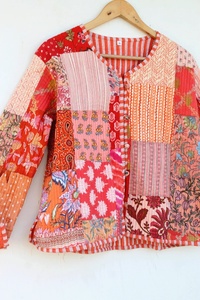 มาใหม่ล่าสุดสีHandmade Patchworkแจ็คเก็ตอินเดียHandmade Patchทํางานแจ็คเก็ตเสื้อBohoเสื้อแจ็คเก็ตสําหรับสตรี - Product Image 4