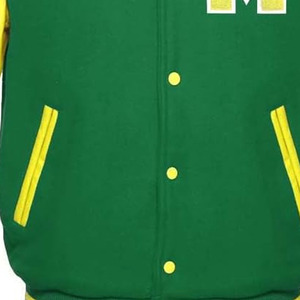 Veste universitaire verte et jaune avec lettre M brodée sur le devant, veste en coton de style preppy pour homme, vêtement d'automne - Product Image 6