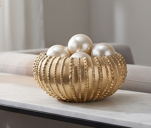 Bol décoratif moderne en métal doré, fait main, design poli, pour la décoration de la maison, centre de table, salle à manger, cuisine, bureau, présentoir - Product Image 6