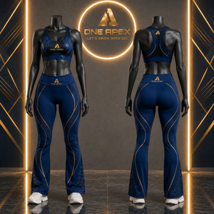 Women Blue Yoga Set <b>Flare</b> <b>Leggings</b> Sports Bra Gym Fitness Activewear Workout Clothing Custom Logo Outfit Set - Product Image 4