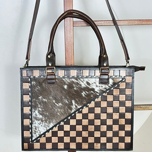 Sac à main élégant pour femme, grande capacité, en cuir de vachette personnalisé, design occidental, cuir à motifs à la main, sac fourre-tout de loisirs - Product Image 4
