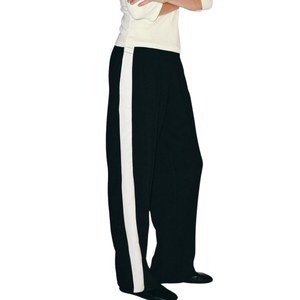 Pantalon large pour femme à rayures latérales, coupe décontractée, taille haute, ample, décontracté, personnalisable OEM, bas de tenue streetwear tendance - Product Image 1