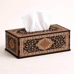 Vintage Wood Portable <b>Tissue</b> Box Cover & Napkin Holder with Hand-Painted Floral Design for Home and Car Decor - Product Image 1