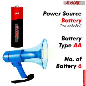 ลำโพงบลูฮอร์นโทรโข่ง5คอร์ไฟ LED ไซเรนแบตเตอรี่50W กันน้ำ800ระยะหลาสำหรับจับโค้ช - Product Image 5