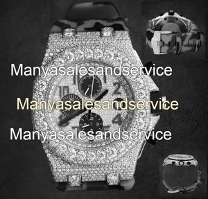 Reloj de Acero Inoxidable con Diamante Moissanite Blanco, Esfera Negra, Resistente al Agua 10 Bar, para Ocasiones Especiales, Uso Diario, Regalo para Él - Product Image 1