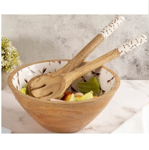 Bol rond en bois de manguier émaillé, idéal pour les noix, les bonbons, les apéritifs, les olives et la salsa, design élégant, bol à fruits en bois - Product Image 3