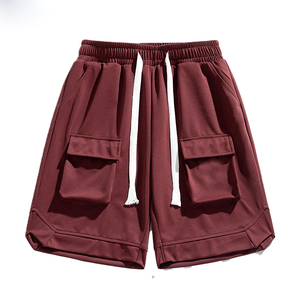 Short cargo pour homme, coupe large, imprimé sérigraphié, color block, doublure en maille, poches zippées, style plage, 6 poches, vente en gros - Product Image 4