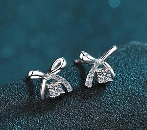 Pendientes de plata de ley 925 con diamantes de moissanita, regalo para ella - Product Image 3