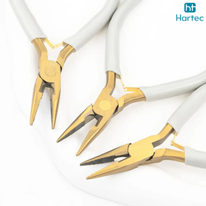 4 Pcs Premium Gold Plated Jewelry Making <b>Pliers</b> <b>Set</b> Precision Wire Cutter Round Nose Tools with White Comfort Handles - Product Image 3