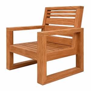 Luxury Solid Teak Outdoor Balcony/Patio Armchair Oversized Rectangular <b>Frame</b> <b>Floating</b> Slatted Seat Contemporary Waterproof Park - Product Image 2