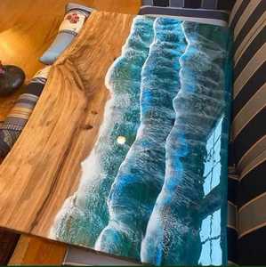 High End Solid Wood <b>Epoxy</b> Resin Dining <b>Table</b> Custom Live Edge River <b>Table</b> Handmade Luxury Furniture for Kitchen Dining Room - Product Image 2