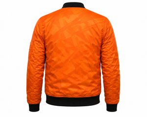 Blouson Bomber Homme Personnalisé Orange Uni Hiver Entièrement Zippé Léger en Polyester Style Universitaire Décontracté Streetwear OEM ODM Col Montant - Product Image 3