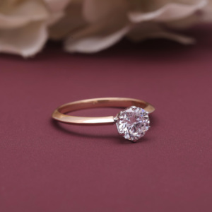 IGI Certified Lab Grown <b>Diamond</b> Solitaire Engagement <b>Ring</b> 18K Rose / White & Yellow Gold Round Brilliant <b>Diamond</b> <b>Ring</b> for Women - Product Image 2
